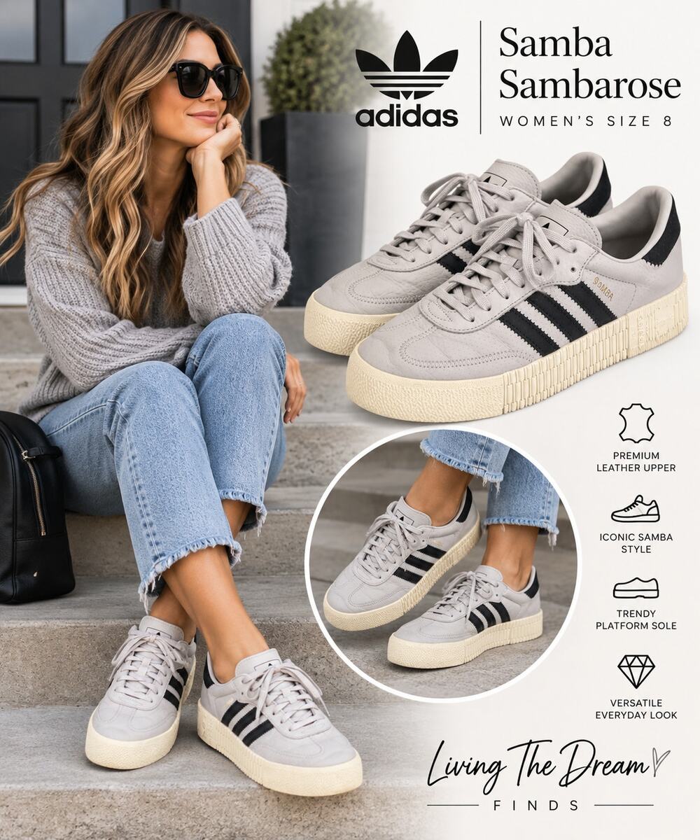Adidas Samba Sambarose Women’s Size 8 Gray Black Platform Sneakers CG6106